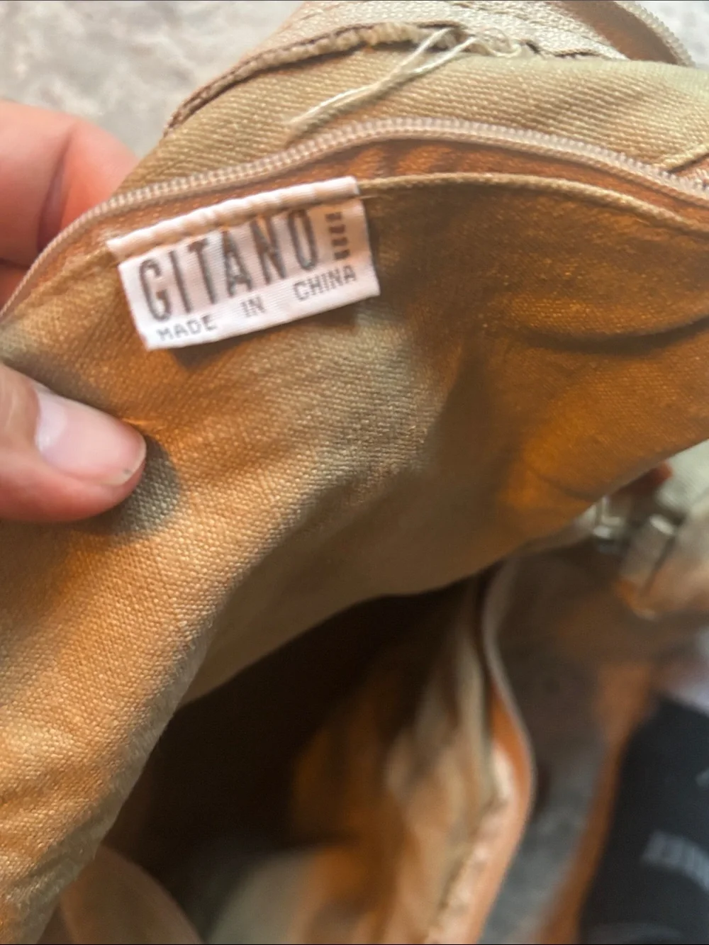 Gitano Olive Canvas Duffel with Brown Leather Trim